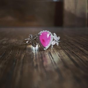 Gorgeous Genuine Big 1 Carat Genuine Ruby and Sterling Silver Butterfly Ring 🦋